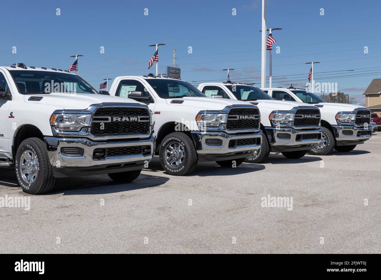 Plainfield Circa April 2021 Ram 2500 on display at a Chrysler Ram