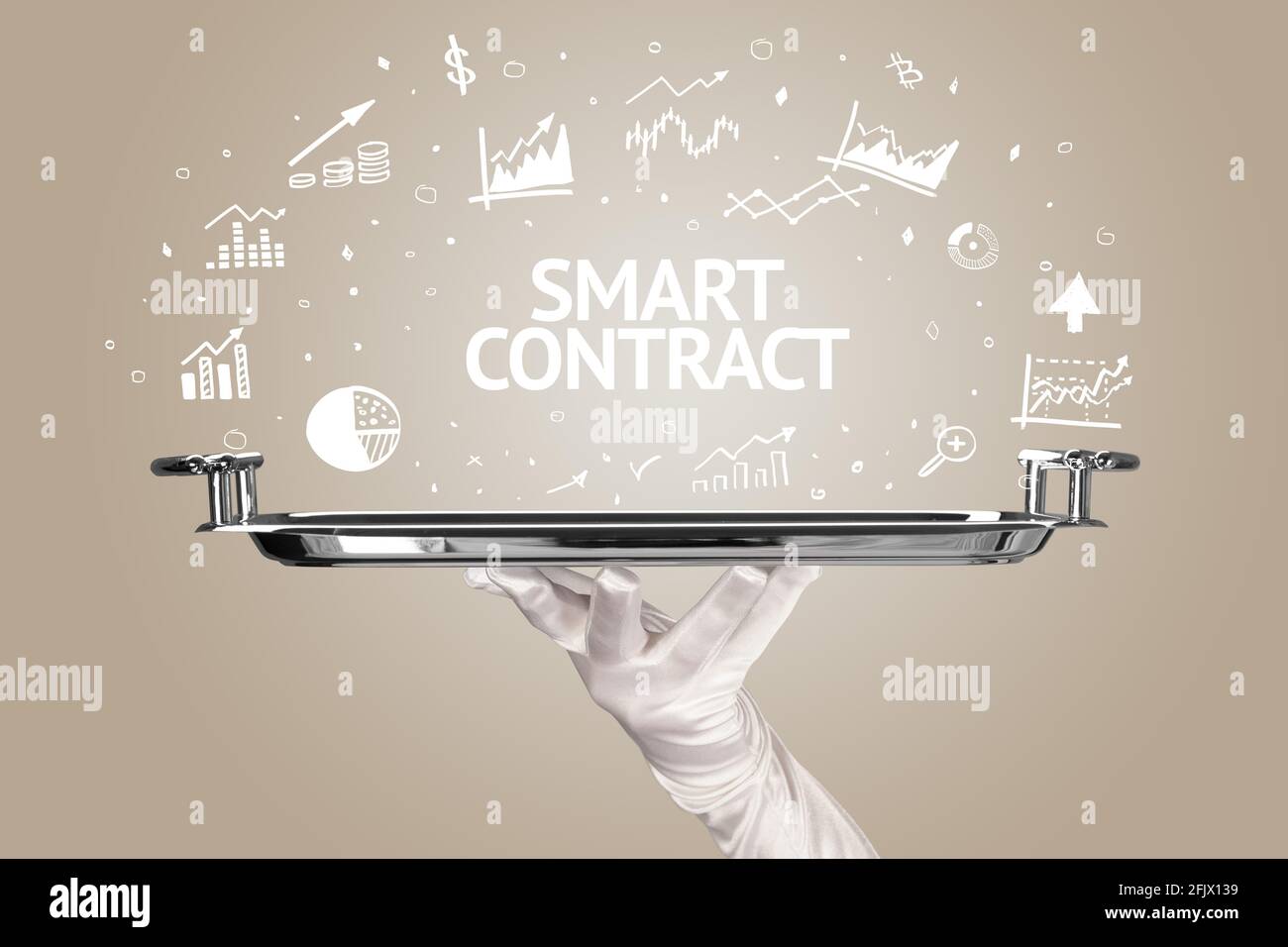 Waiter serving business idea concept Stock Photo
