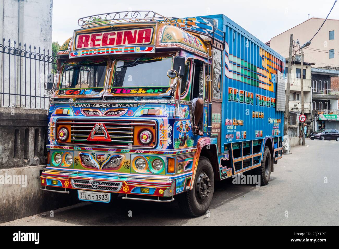 COLOMBO, SRI LANKA JULY 26, 2016 Colorful truck on a street in
