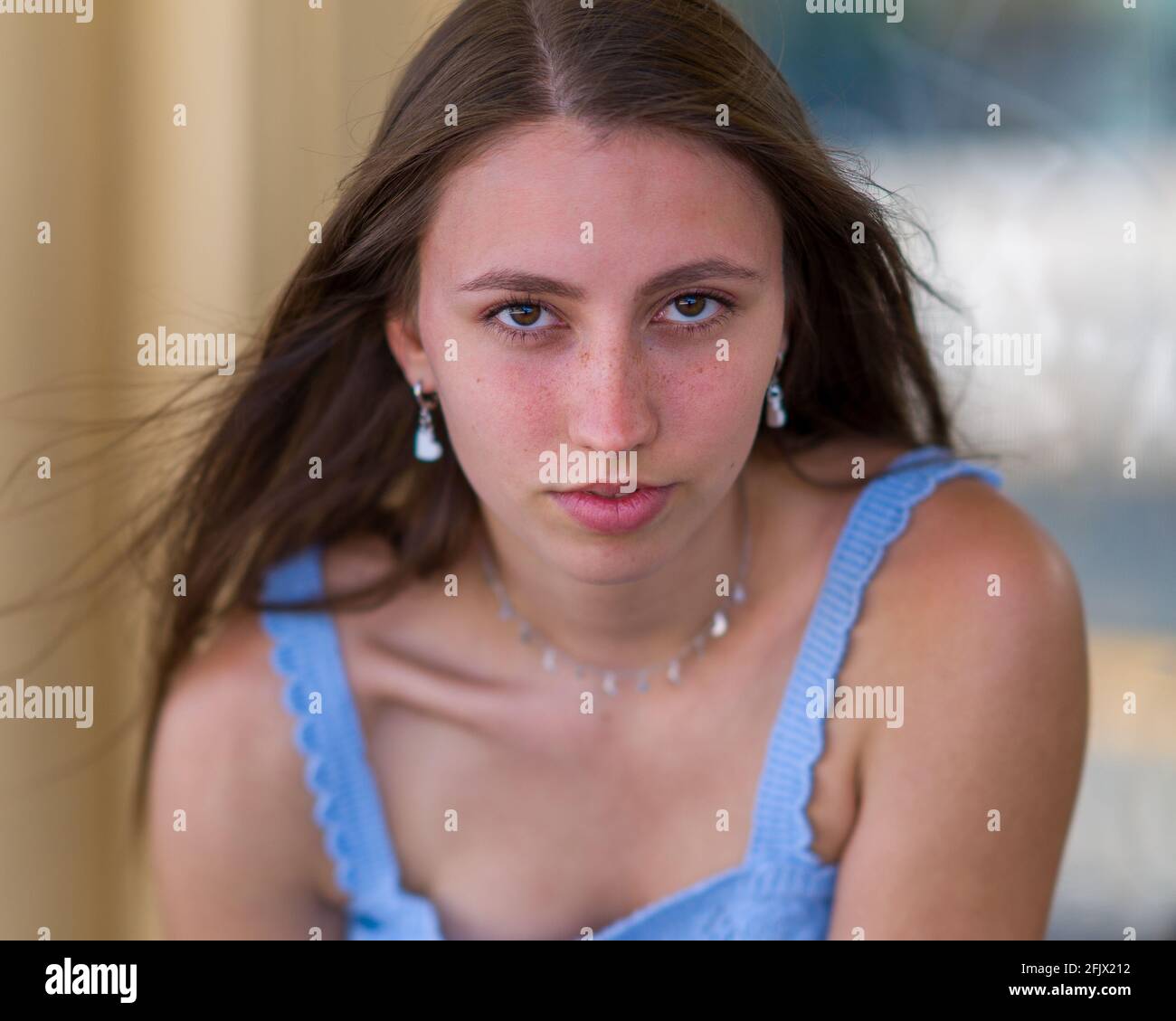 Closeup Portraits of a Dark Blonde Young Woman Stock Photo - Alamy