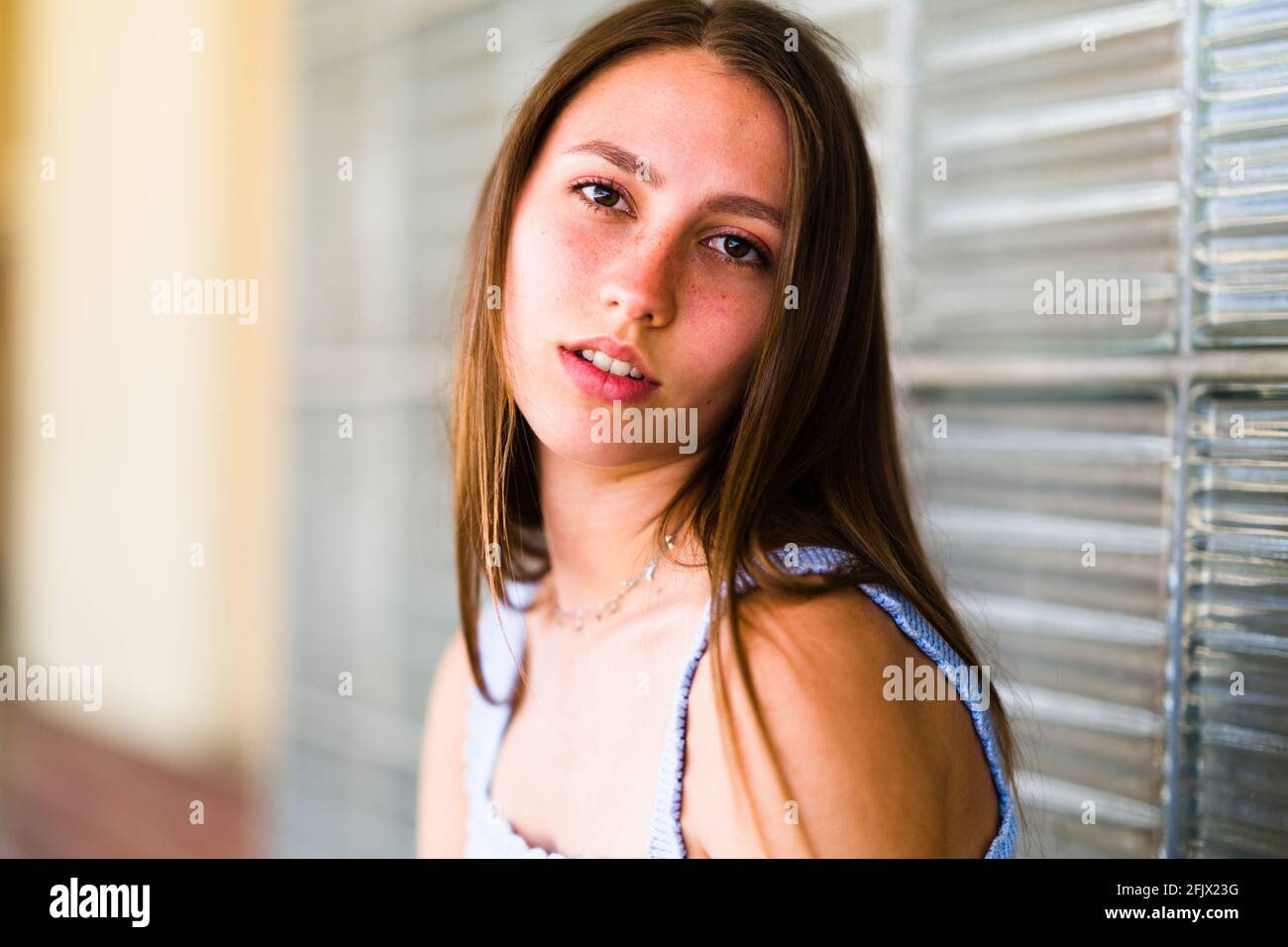 Closeup Dark Blonde Teenage Girl Stock Photo