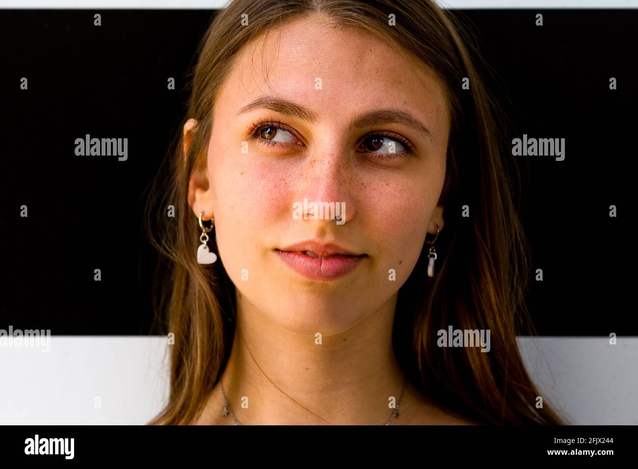 Closeup Portraits of a Dark Blonde Young Woman Stock Photo