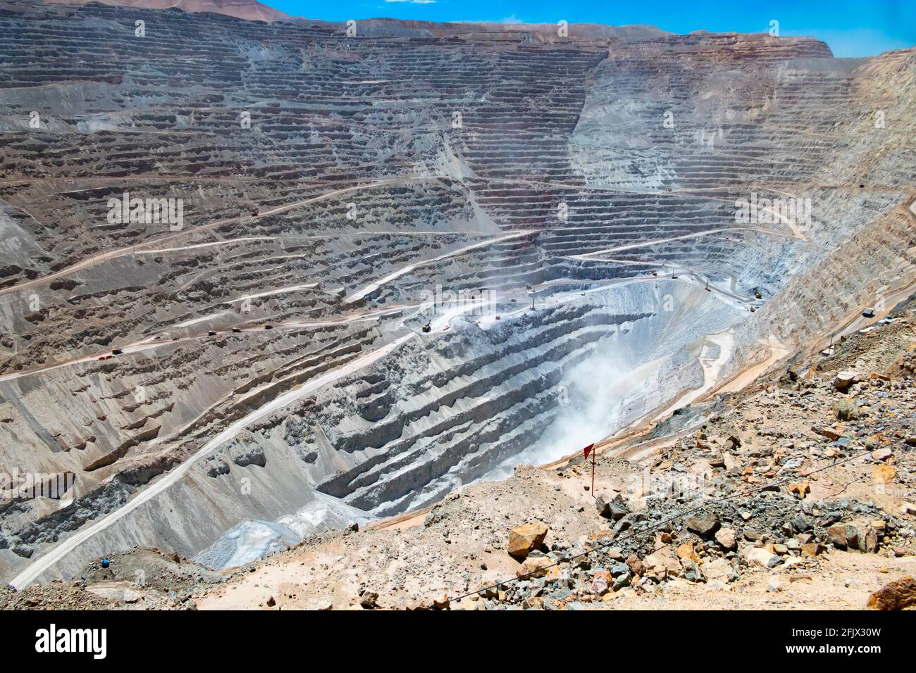 Big haul truck and machinery working in Chuquicamata, biggest open pit