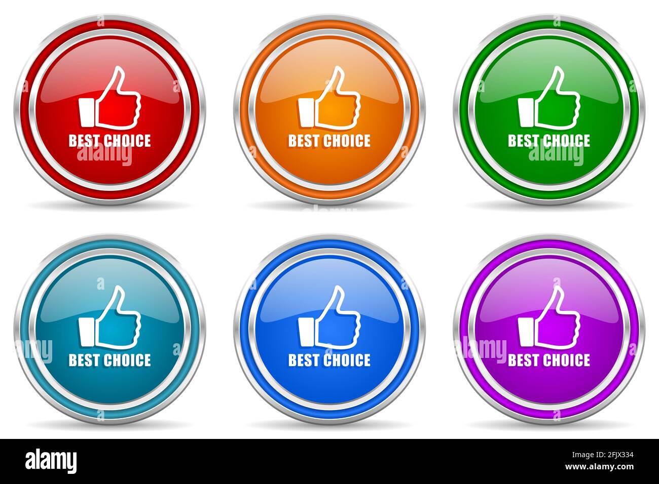Best choice silver metallic glossy icons, set of modern design buttons ...