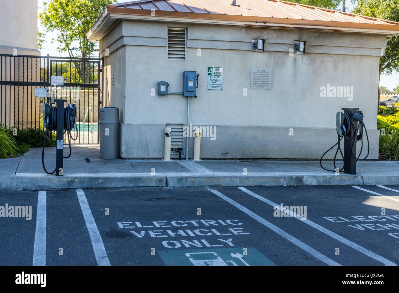 The Electric vehicle charging station at Sprinhill Suites hotel in