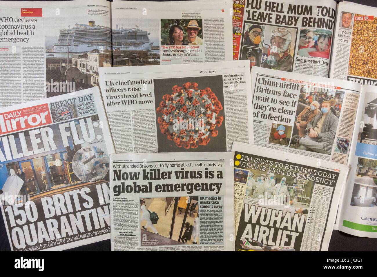 British newspapers on 31st January 2020 with early reports on the start ...