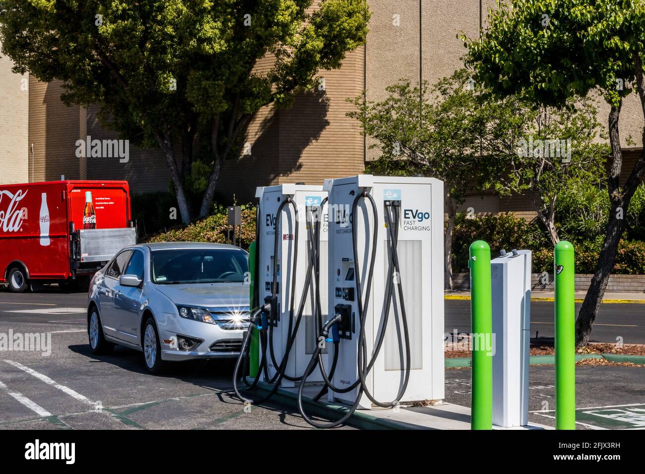 The EVGO charging station at the Vintage Fair Mall in Modesto