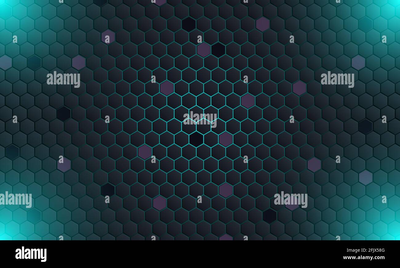 Abstract dark technology hexagonal with blue light background.Vector ...