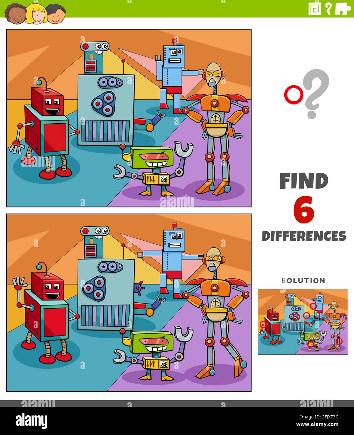 Cartoon illustration of finding the differences between pictures ...