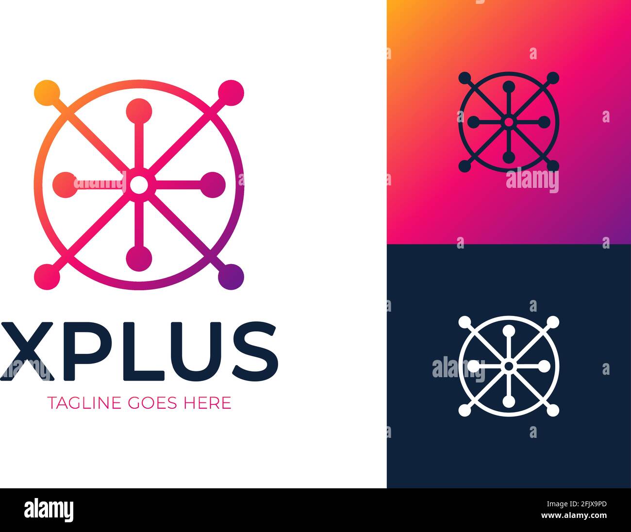 Letter X medical plus logo. Abstract Initial Letter X Logo. Colorful Motion Circle Shape Style with X Letter inside. Flat Vector Logo Design Template Stock Vector