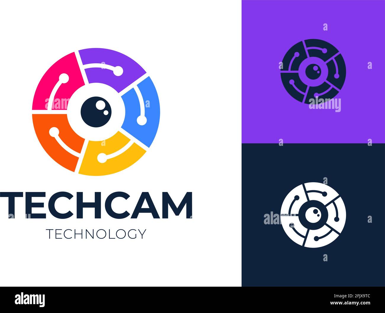 Tecnology camera logo.Circle lines camera with tech connect logo vector ...