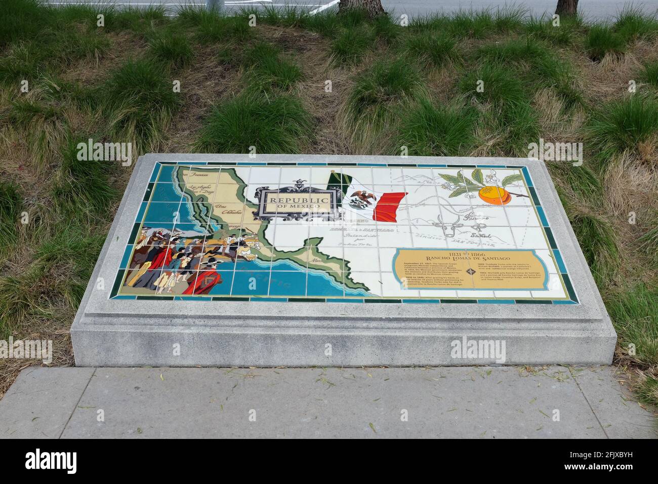 IRVINE, CALIFORNIA - 26 APR 2021: Republic of Mexico Mosaic in the Age of Exploration timeline in the Jeffrey Open Space Trail. Stock Photo