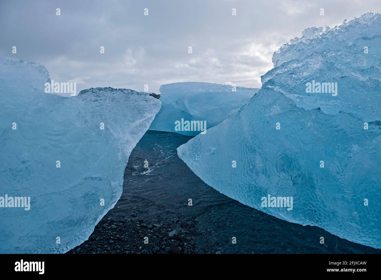 Stranded iceberg's at the famous glacier lagoon Jökulsárlón Stock Photo