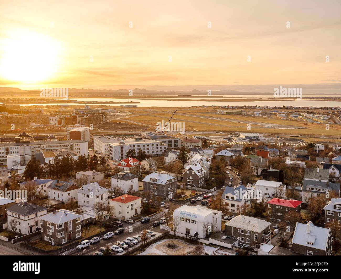 Winter sun in Reykjavik, Iceland. Stock Photo