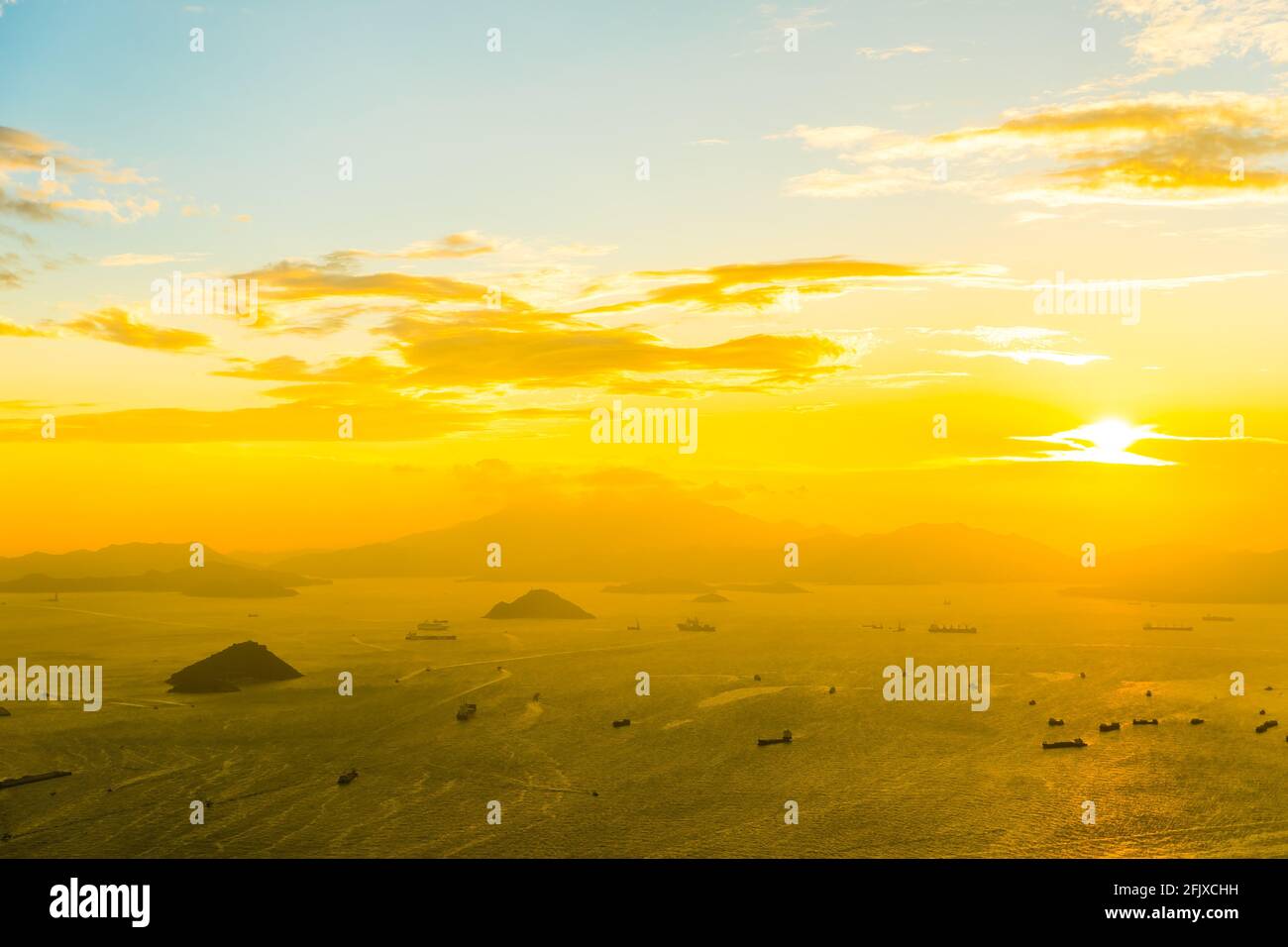 Beautiful colorful sunset in hong kong city skyline Stock Photo - Alamy