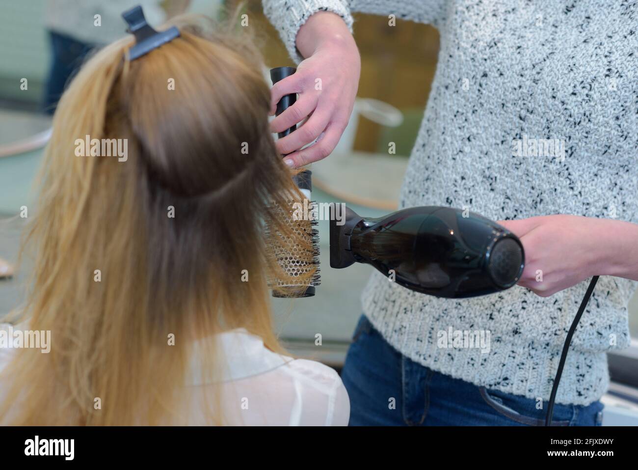Model straight hair blow dry hi-res stock photography and images - Alamy