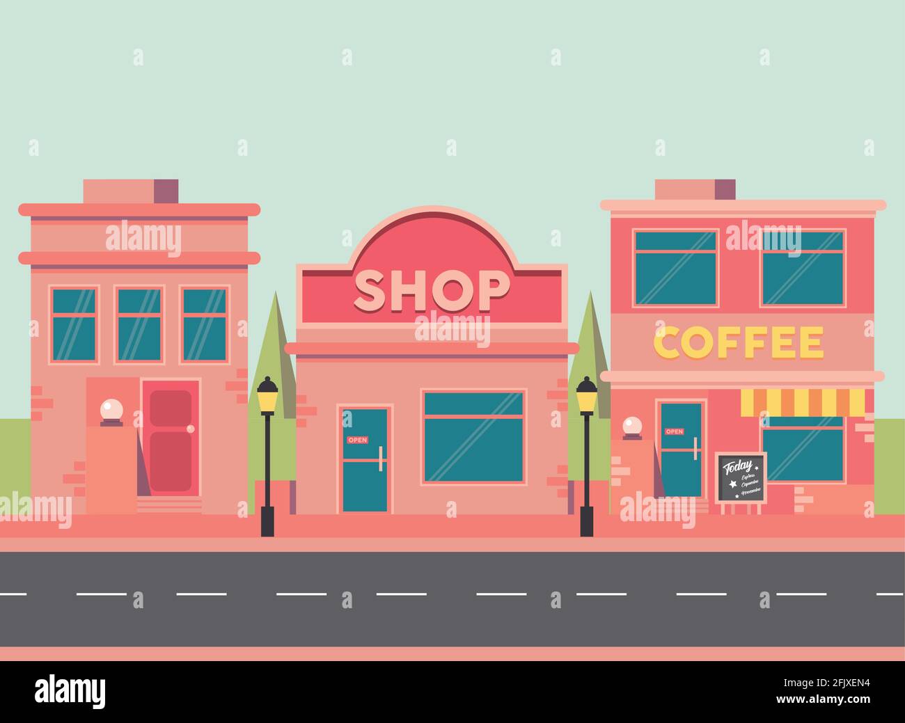 commercial street scene Stock Vector Image & Art Alamy