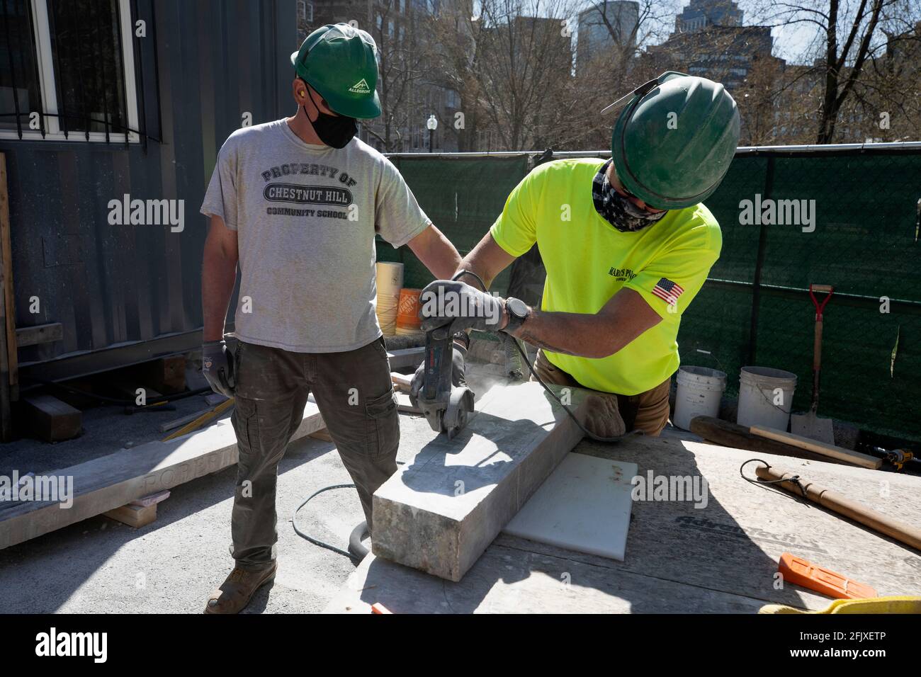 Restoration of the Robert Gould Shaw  54th Regiment Memorial on the Freedom Trail, Boston Common Stock Photo