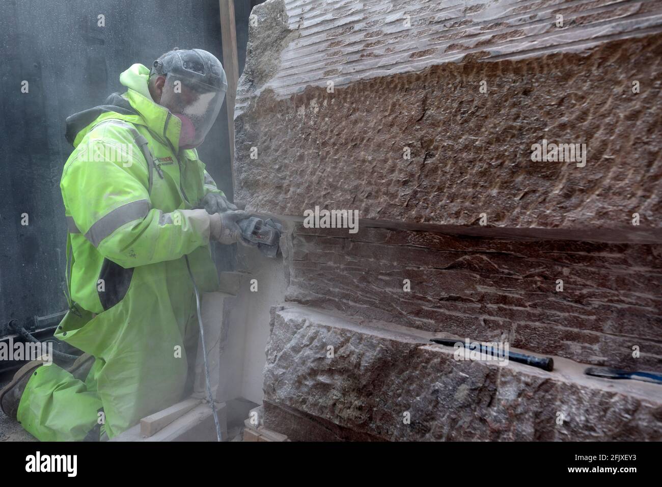 Restoration of the Robert Gould Shaw  54th Regiment Memorial on the Freedom Trail, Boston Common Stock Photo