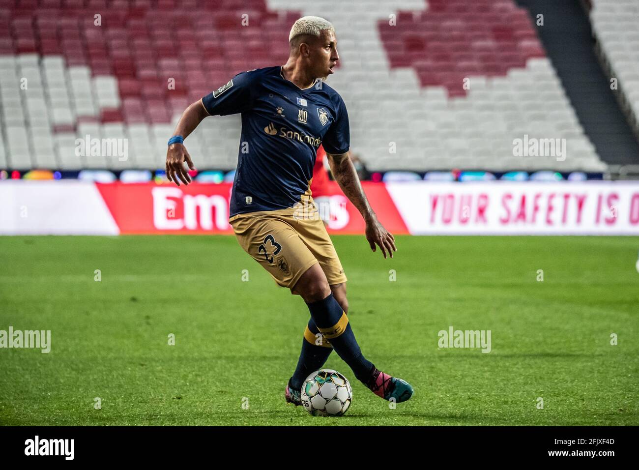 Lisbon, Portugal. 26th Apr, 2021. Cryzan of Santa Clara during the mens  Liga NOS game between SL Benfica and Santa Clara at Luz Stadium in Lisbon,  Portugal on April 26, 2021 Credit: