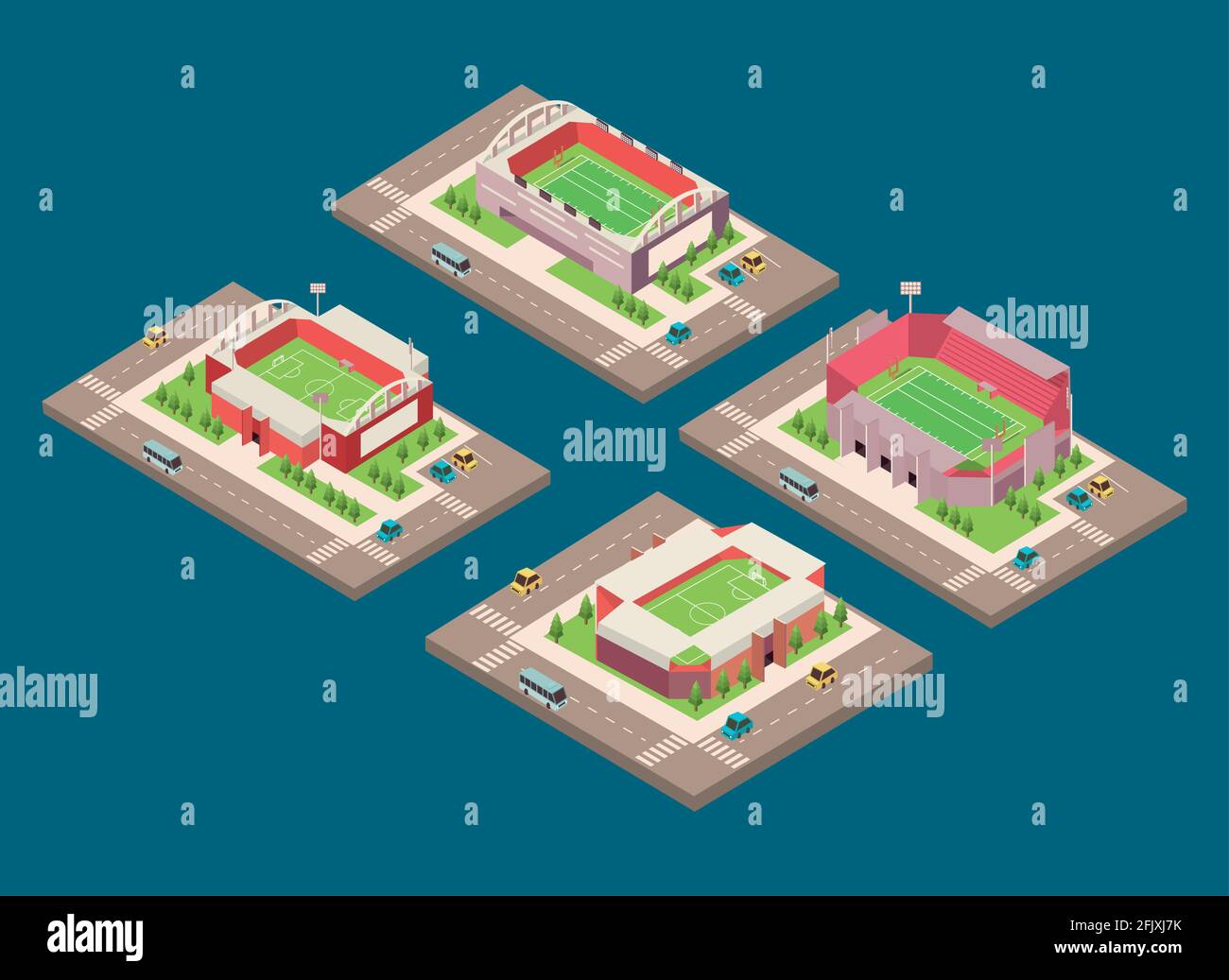 four isometric stadiums Stock Vector