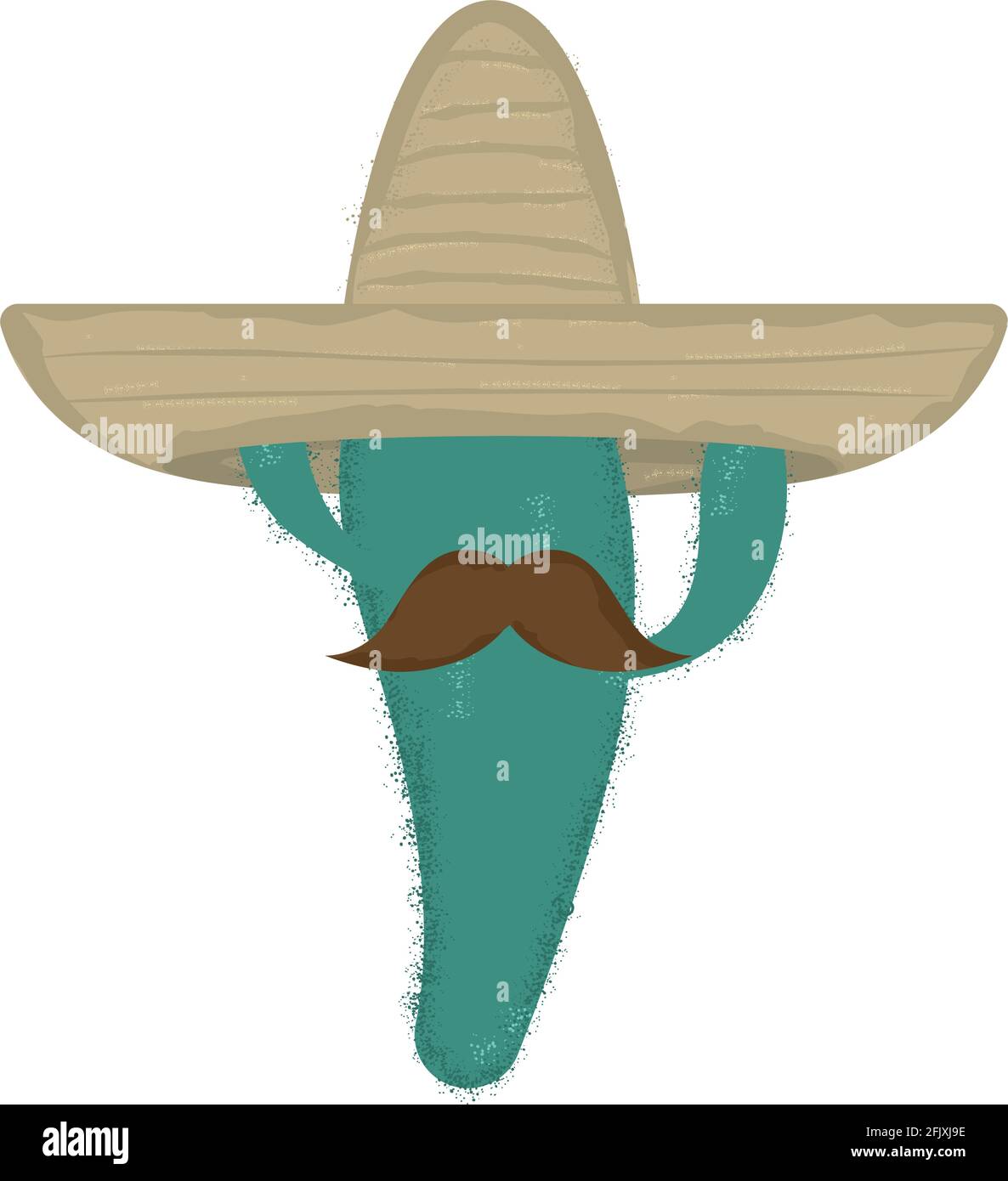 Isolated mexican cactus cartoon with hat and mustache - Vector Stock ...