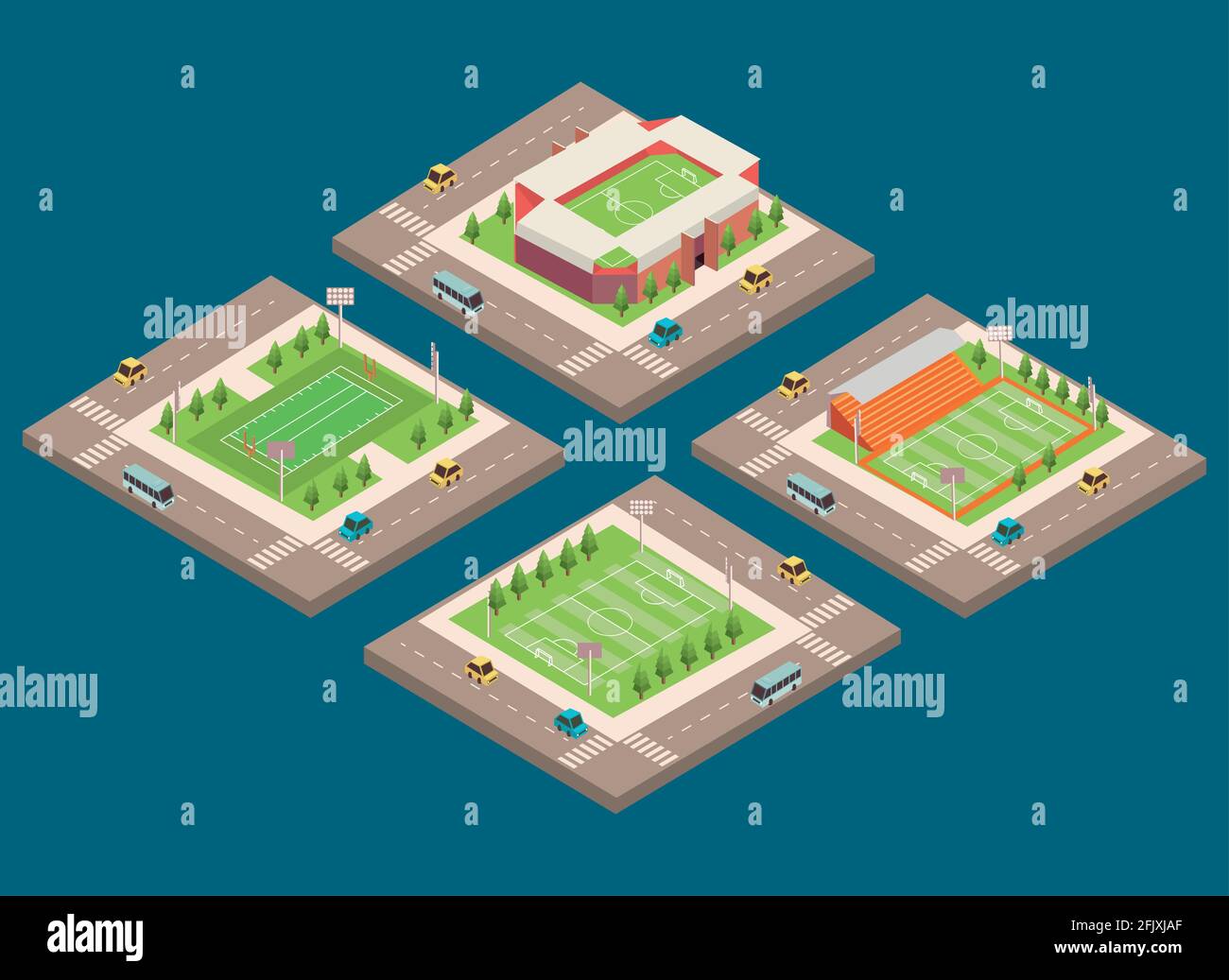 isometric four stadiums Stock Vector
