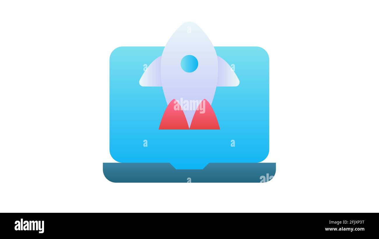 laptop launch startup single isolated icon with single isolated icon ...