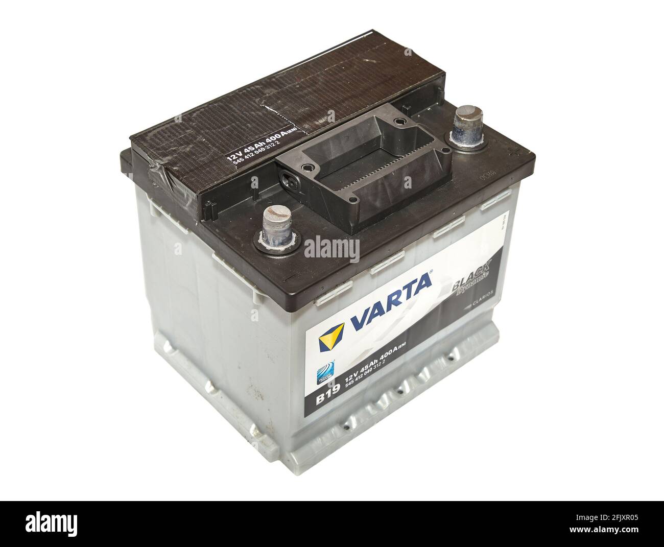 Car battery on white Stock Photo