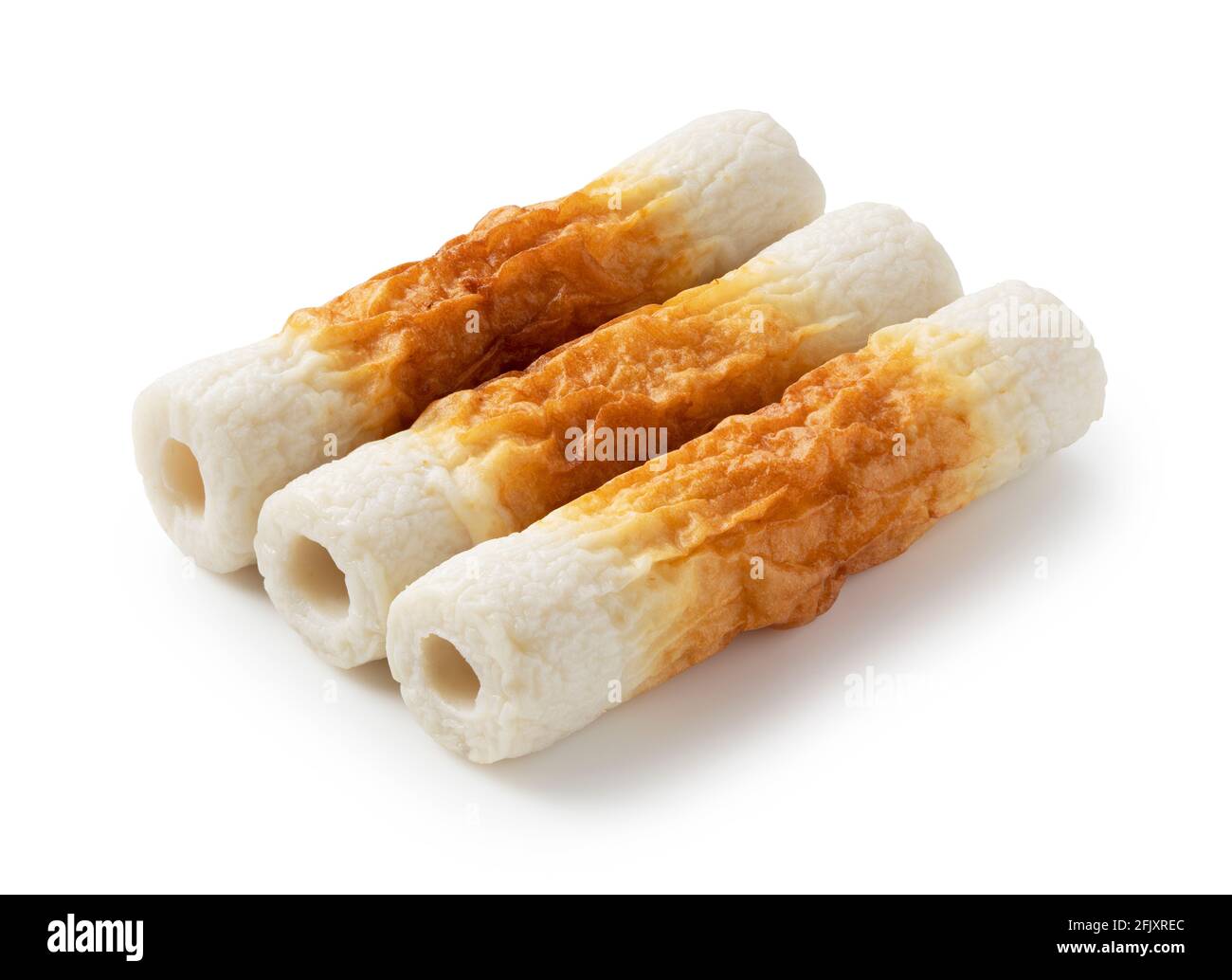 Three Japanese cucumbers placed on a white background Stock Photo