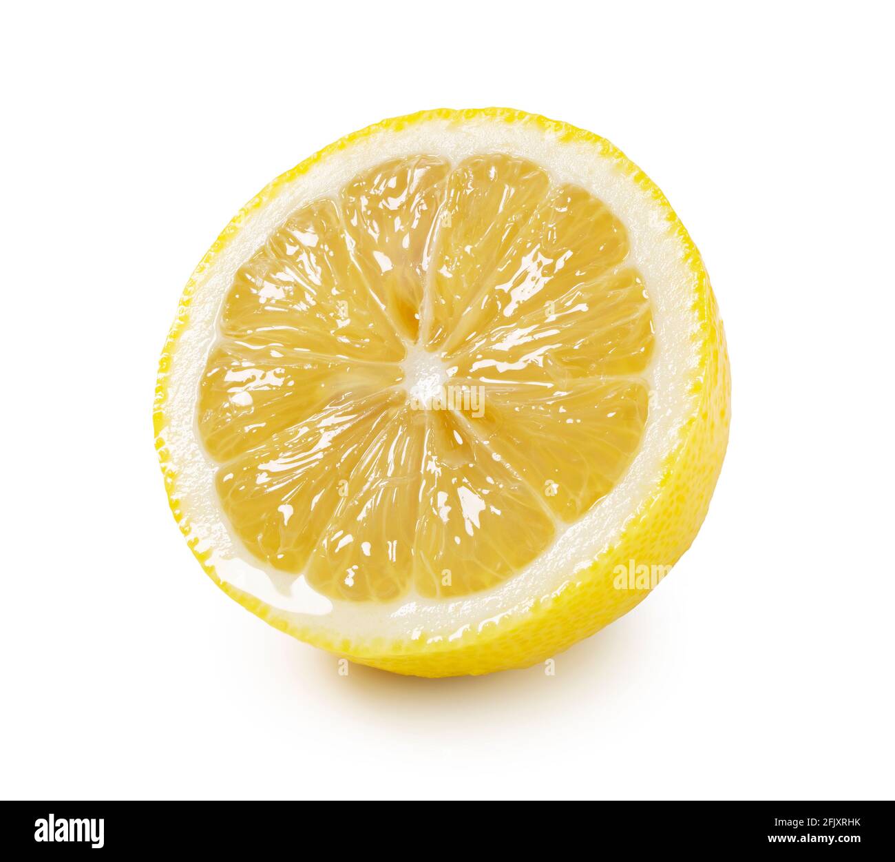 Lemons cut in half on a white background Stock Photo
