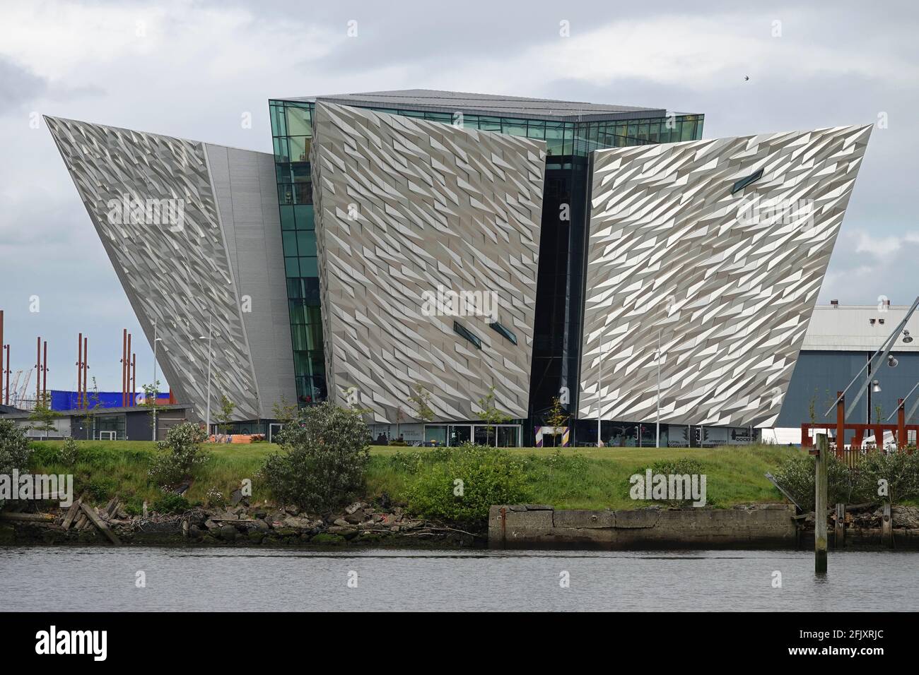 Belfast, Northern Ireland - June 6, 2019: The Titanic Belfast Museum, which opened in 2012 and is shown, where the Titanic ship launched in 1912. Stock Photo