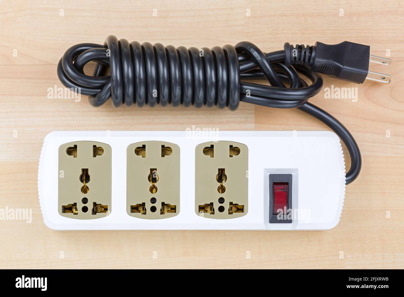 Dual outlet extension cord with universal brass socket, overload ...