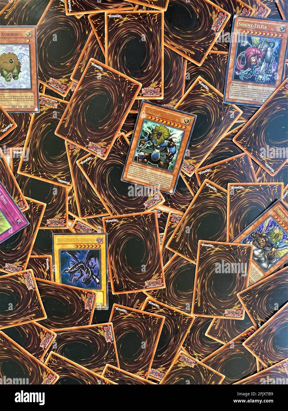 Yu-gi-oh also spelled Yugioh card game as a background that shows different  player cards . Japanese card game by Konami Stock Photo - Alamy
