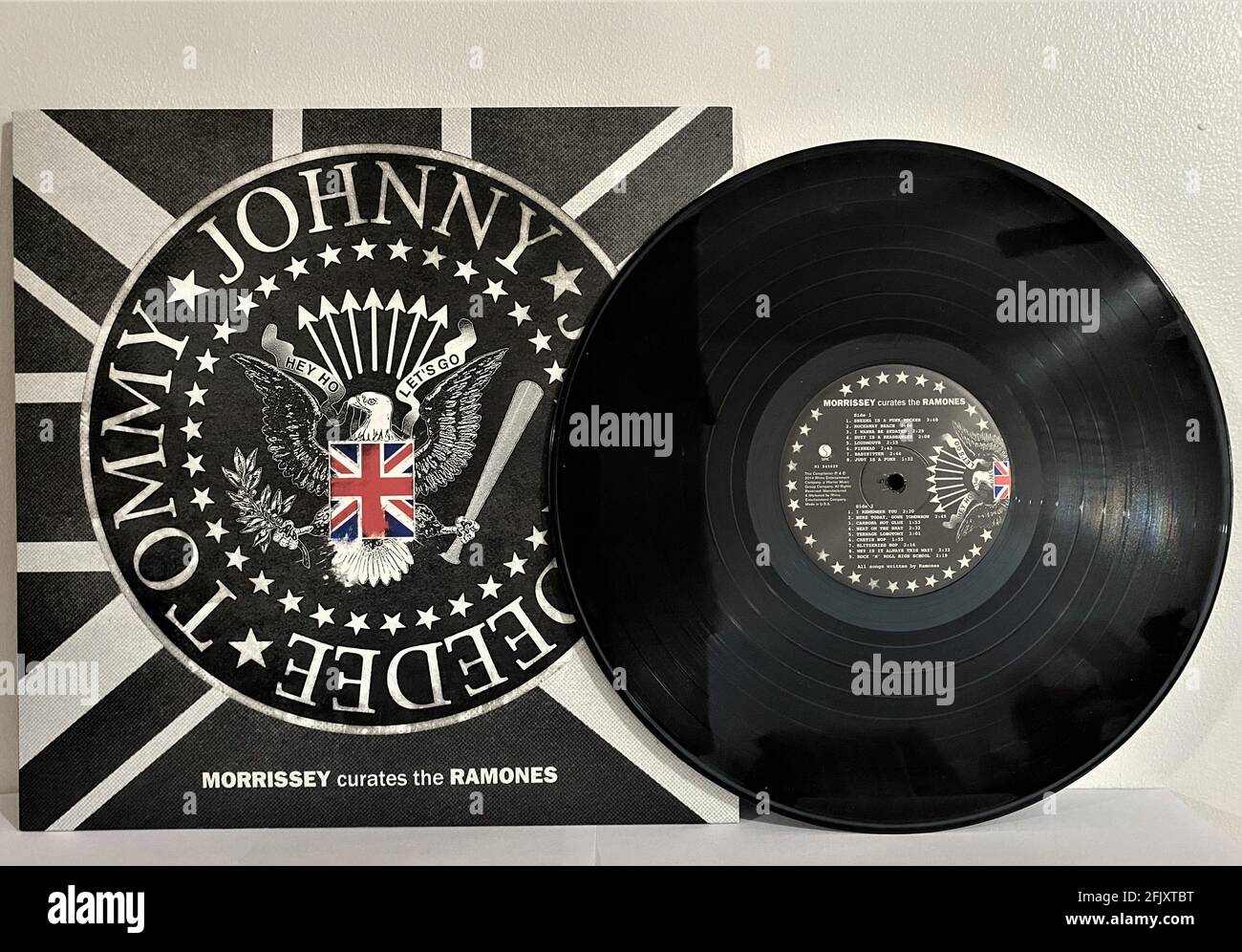 Punk rock band,The Ramones, music album on vinyl record LP disc. Stock Photo