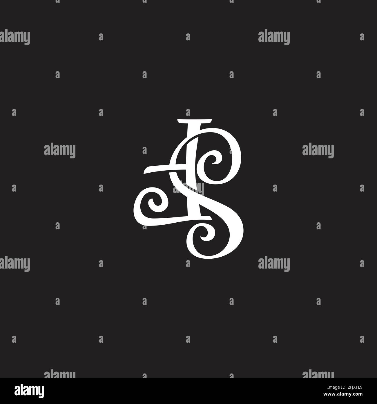 letters ts spiral ribbon simple logo vector Stock Vector