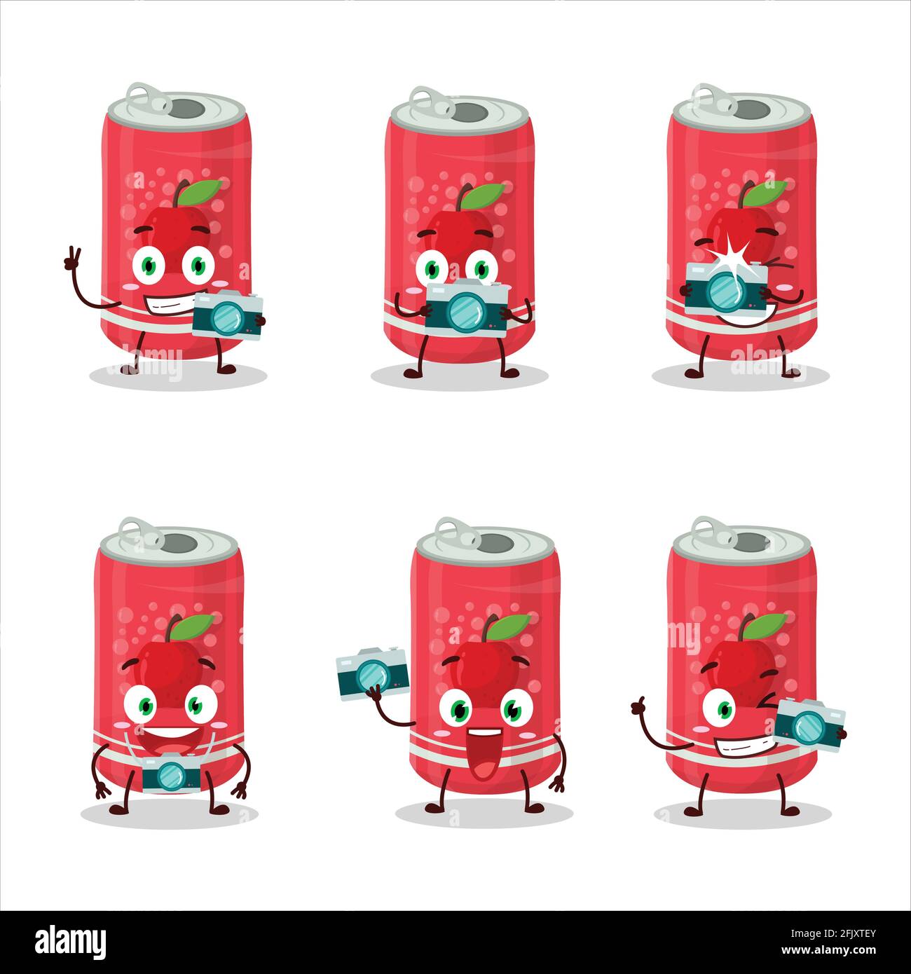 Photographer profession emoticon with apple soda can cartoon character ...