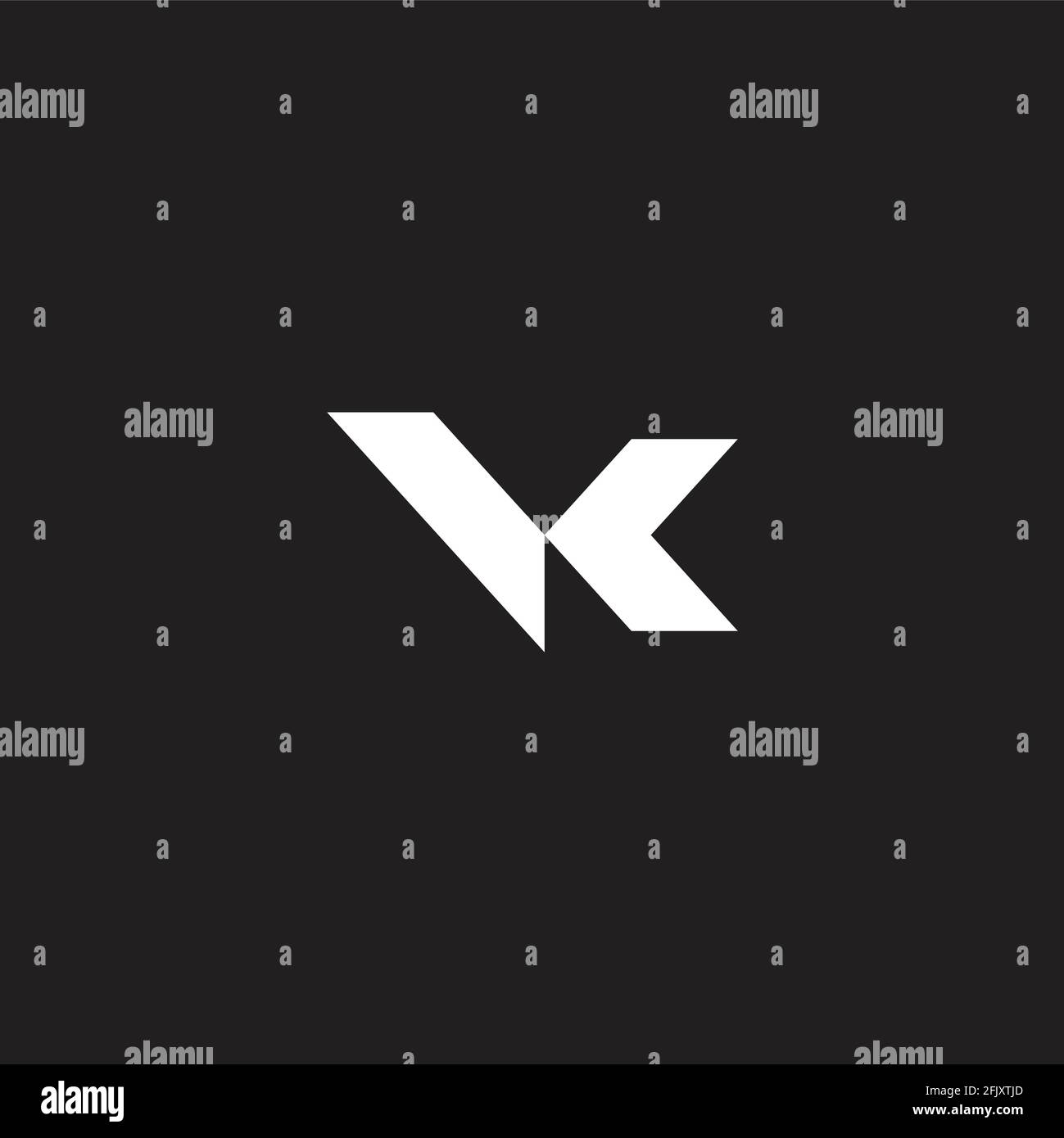 letter vk simple linked geometric arrow logo vector Stock Vector