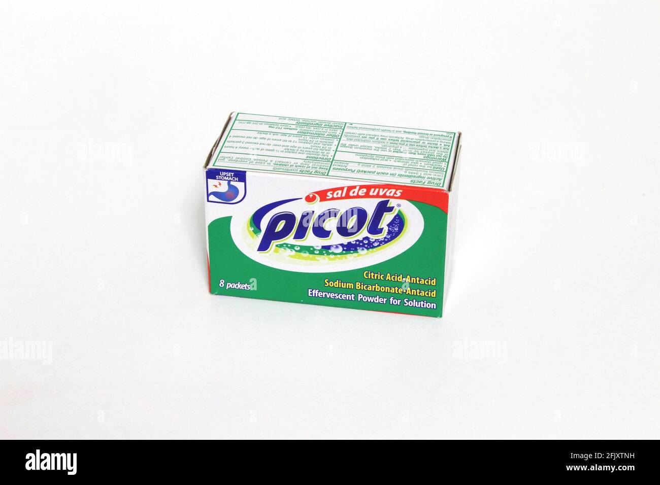 Picot Antacid. Relieves upset stomach. For heartburn & sour stomach. Also relieves acid indigestion. On a white isolated background Stock Photo
