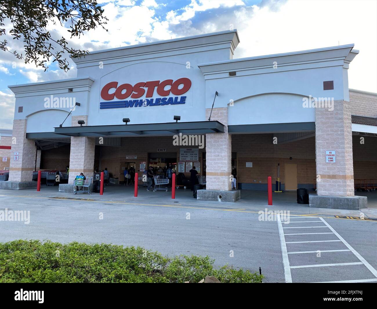 Costco Wholesale warehouse center.  Costco Warehouse store providing warehouse prices on name brands for membership based customers. Stock Photo