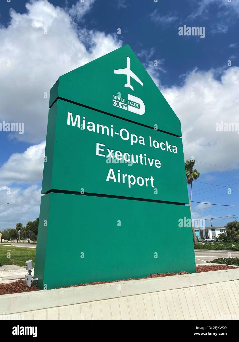 The Miami Opa-Loca Executive Airport sign. Stock Photo