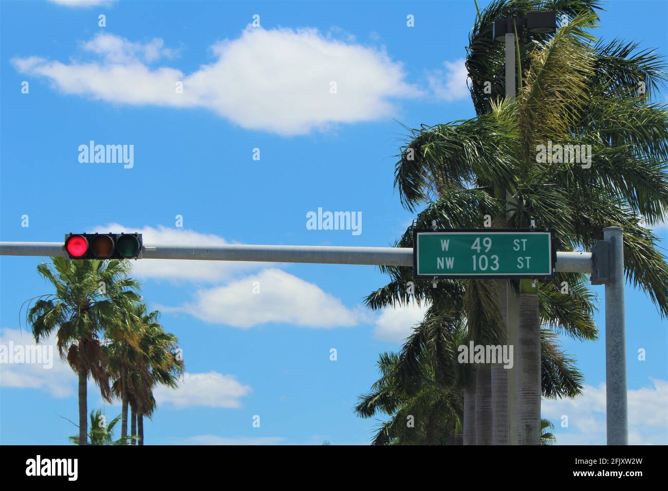 Hialeah street sign, 49 street also known as 103 street. A very known street among the Hispanic community. Stock Photo