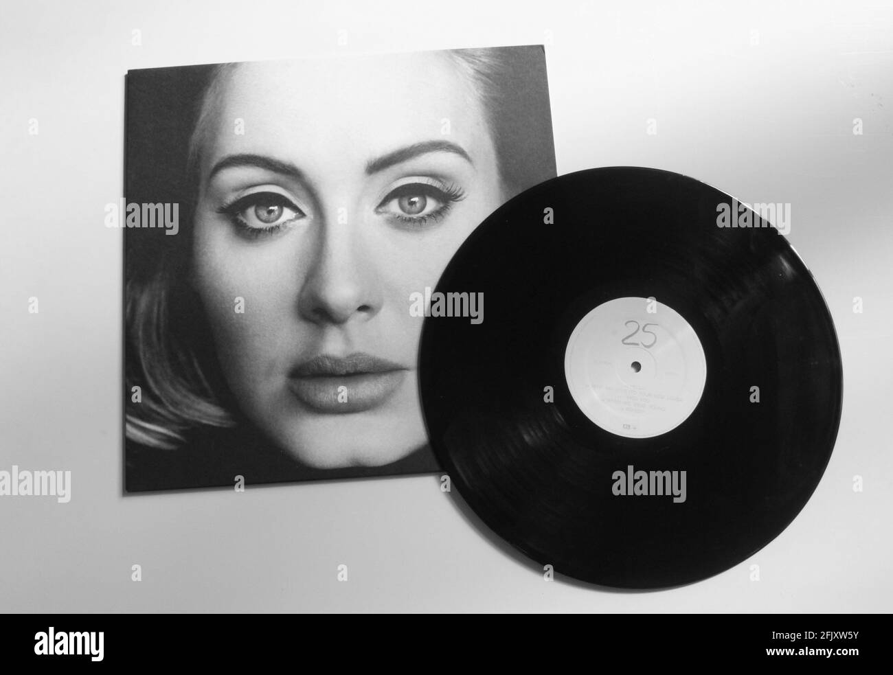 Adele music album on vinyl record LP disc. This album is called 25 Stock  Photo - Alamy
