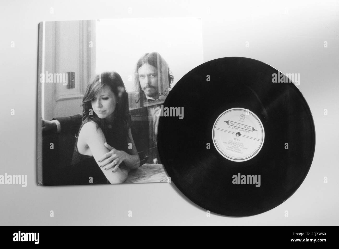 The Civil Wars music album on vinyl record LP disc. The record is called Baton Hallow. They were known to play Indie folk music. Stock Photo