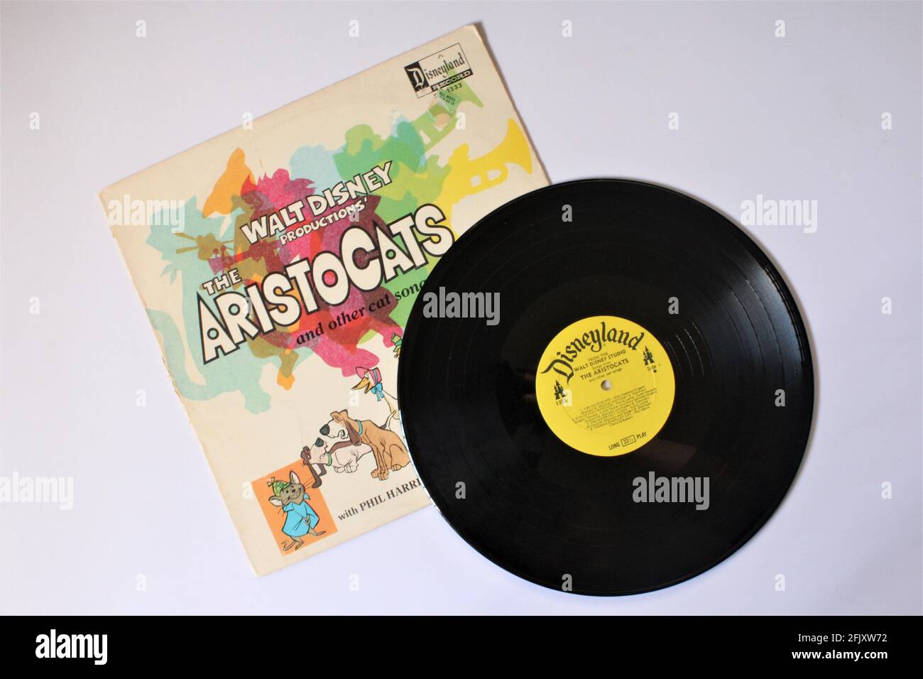 Disney's Aristocrats Movie Soundtrack music album on vinyl record LP disc on white isolated background Stock Photo