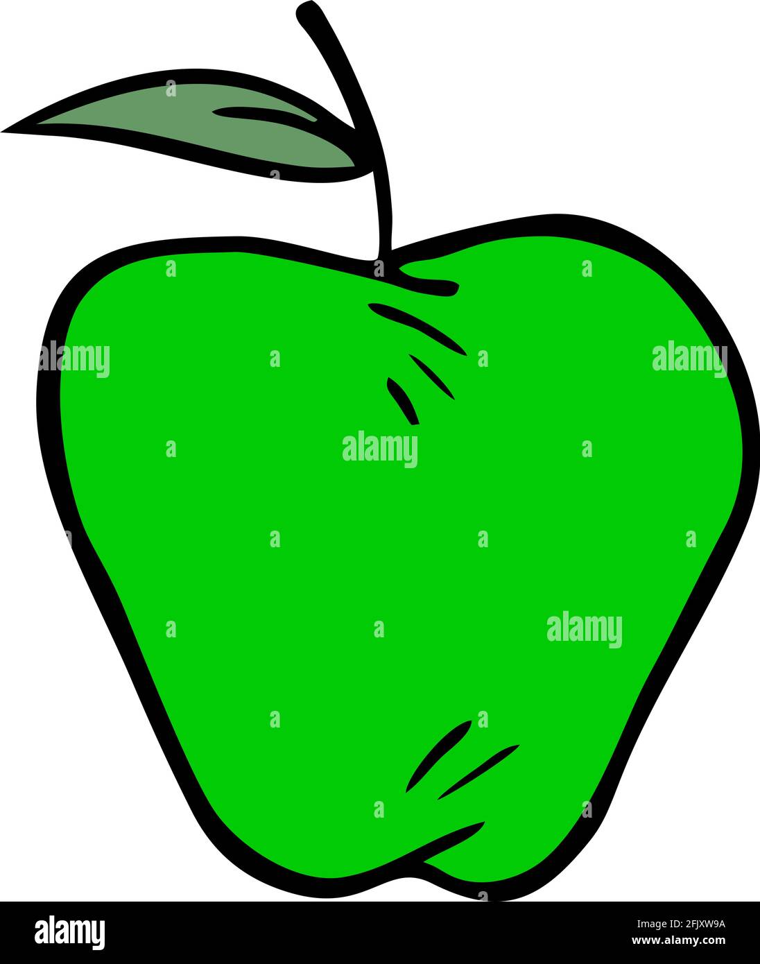 green apple draw Stock Vector