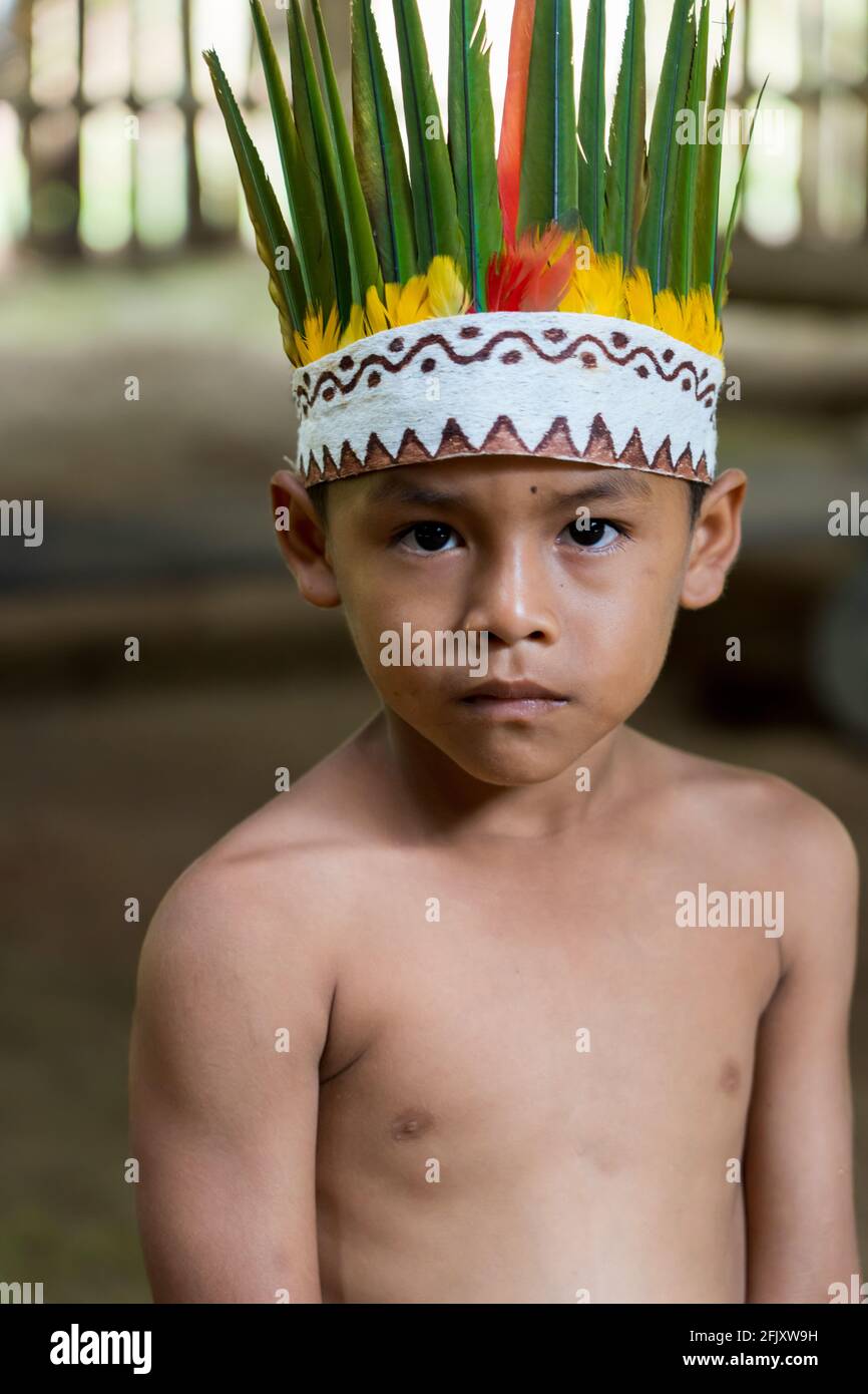 Indigenous Bora Tribe Of The Peruvian Amazon Stock Photo Alamy