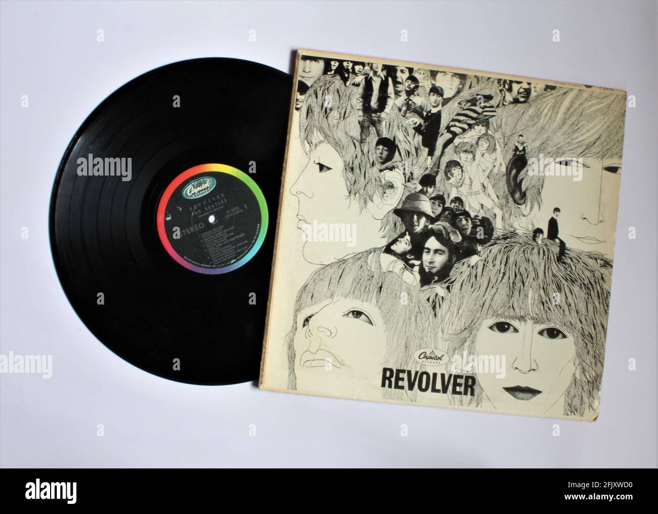 English rock band The Beatles music album on vinyl record LP disc. Titled: Revolver Stock Photo