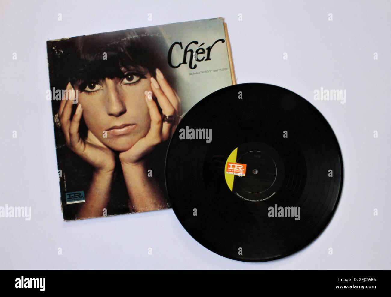 Pop and folk artist, Cher music album on vinyl record LP disc. Titled: Chér (Self titled, Cher) Stock Photo