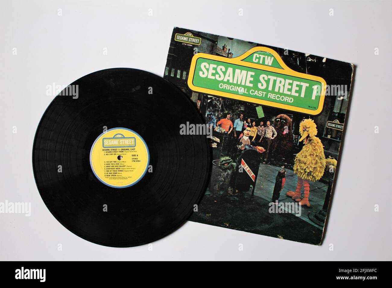 The Sesame Street Book Record: Original Cast from 1974. Album on vinyl record LP disc. Stock Photo